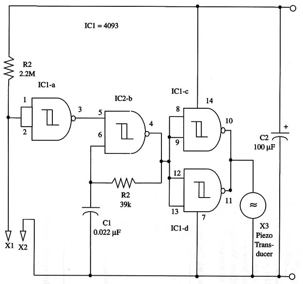 Figure 1 – Schematics for the water sensor
Figure 1 – Schematics for the water sensor