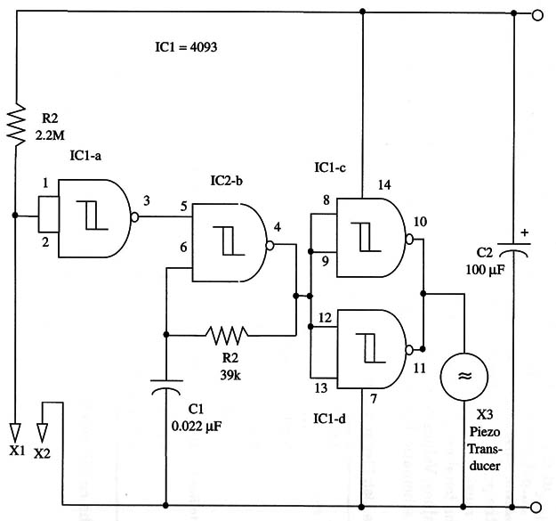 Figure 1 – Schematics for the water sensor
