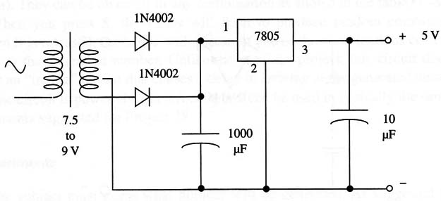 Figure 2 – A 5-volt power supply for the project
