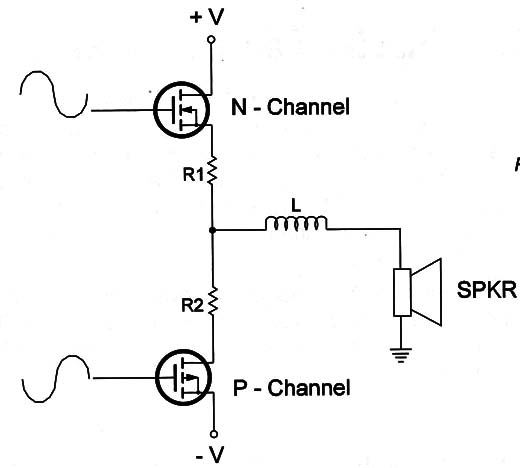 Figure 4 – Audio output stage using MOSFETs
