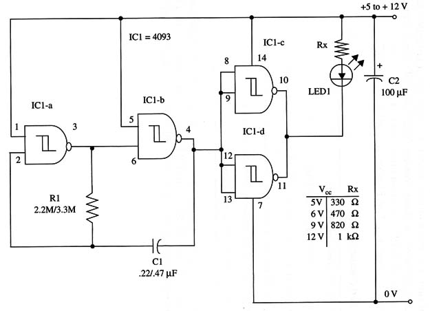 Figure 1 – Schematic diagram of the LED Flasher II
