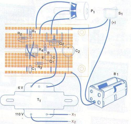 Figure 3 - Assembly on a solderless board or a printed circuit board with the same pattern.
