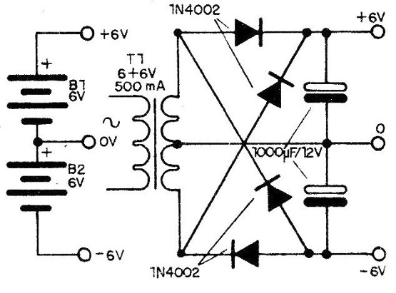 Figure 1 - Symmetric or dual power sources for the circuit
