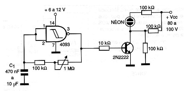 Another way to drive neon lamp from CMOS
Another way to drive neon lamp from CMOS