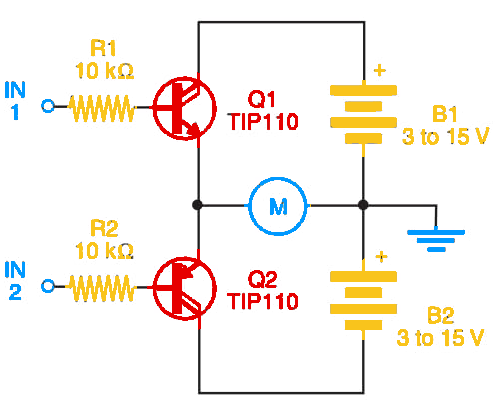 Figure 1    Half bridge using Darlington transistors.
