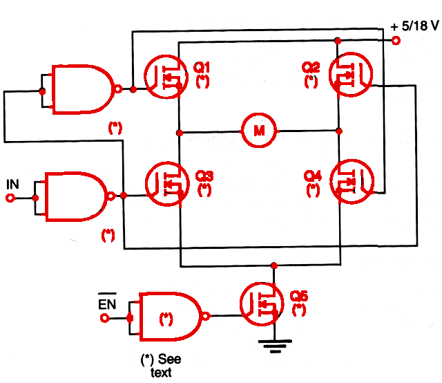 Figure 1 Full H-bridge with enable input.
Figure 1 Full H-bridge with enable input.