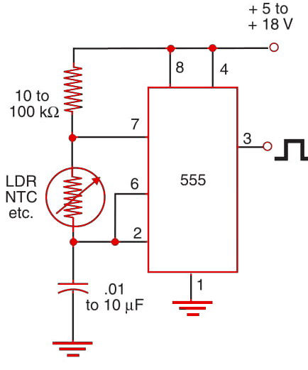 Figure 1    Light/temperature-dependent oscillator.
