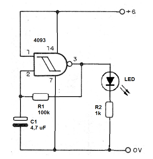 Figure 8 - LED blinker circuit using the 4093

