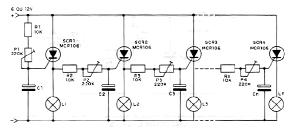 6 or 12 V Sequencer Using a SCR
