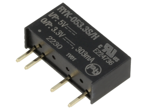 Thanks to the use of a SIP package, the isolated converter boasts a compact design.
