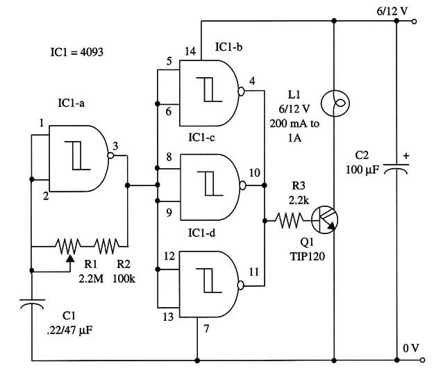 Figure 1 – Schematic diagram of the lamp flasher
