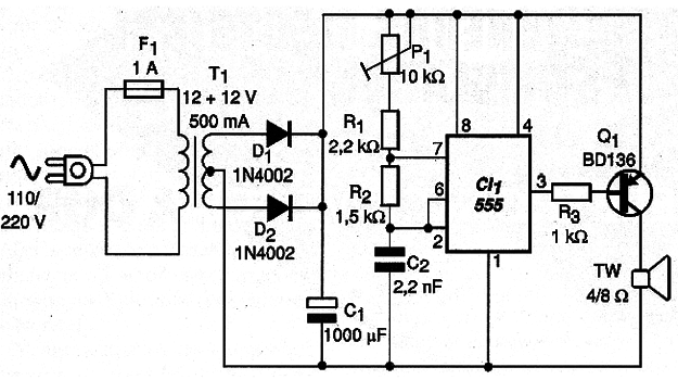 Figure 2 - Complete diagram of the ultrasonic repellent.
