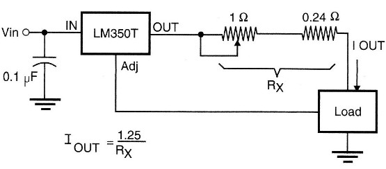 Figure 2 – Constant current source with the LM350T
