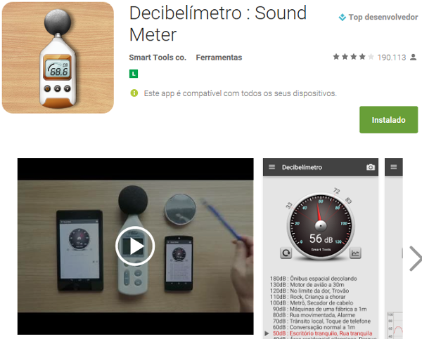 Figure 2 - The decibel meter in the cell phone
Figure 2 - The decibel meter in the cell phone