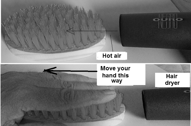 Bending the bristles of the brush with hot air
Bending the bristles of the brush with hot air