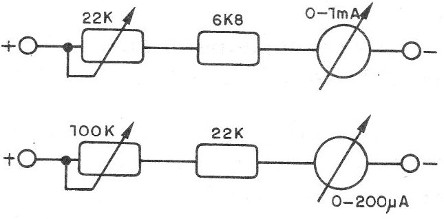 Figure 2 - Connecting a VU-meter with voltmeter
