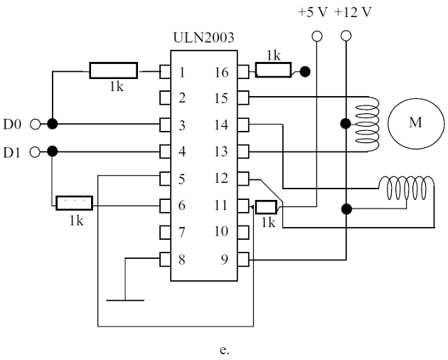 Using the ULN2003 - two outputs from the PC - the sequence is generated in the binary form (00, 01, 10 and 11)
