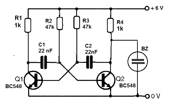 Figure 2 - Oscillator to be controlled by a relay
Figure 2 - Oscillator to be controlled by a relay