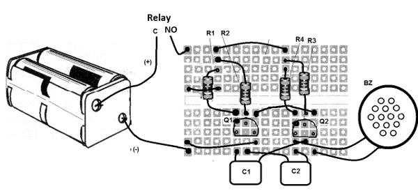 Figure 3 - Assembly on the breadboard.
Figure 3 - Assembly on the breadboard.