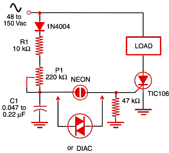 Figure 1 AC dimmer and speed control.
Figure 1 AC dimmer and speed control.