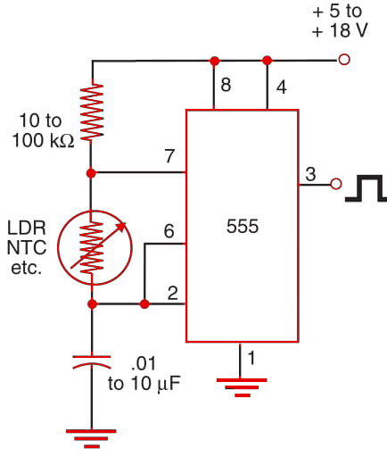 Figure 1 Light/temperature-dependent oscillator.
Figure 1 Light/temperature-dependent oscillator.