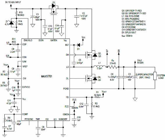 Figure 3 - 20 A supercapacitor charger.
Figure 3 - 20 A supercapacitor charger.