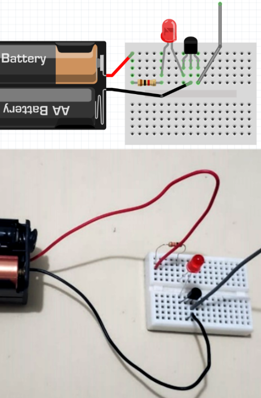 Figure 6 – Assembly – In the photo, we modified the layout, but we got the same circuit. The builder can create his design.
