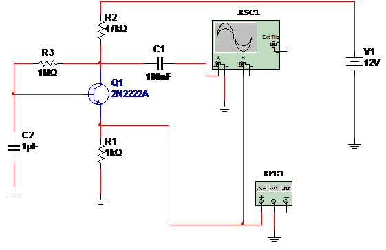   Figure 1 – Schematics for the simulation with the Multisim Blue
