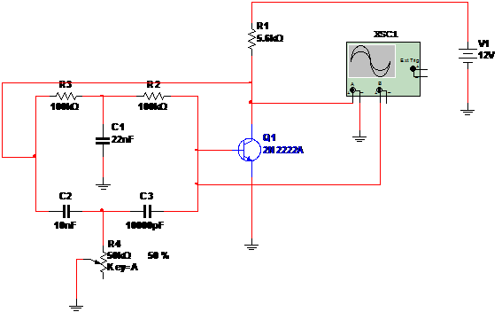 Figure 1 – Twin-T oscillator simulation

