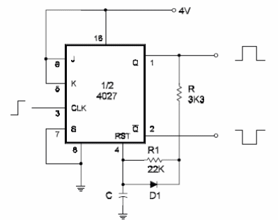 Monostable Using the 4027
Monostable Using the 4027