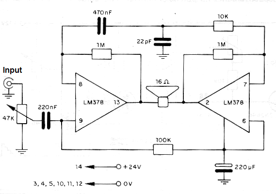 6 W Audio Amplifier using the LM378
6 W Audio Amplifier using the LM378