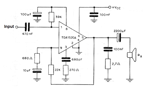 16 W Audio Amplifier Using the TDA1520
16 W Audio Amplifier Using the TDA1520
