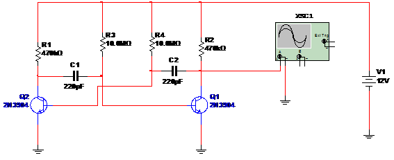 Figure 1 – Circuit drawn with the MultiSIM BLUE
