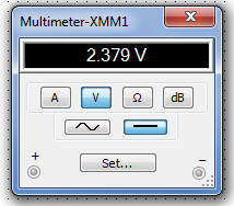  Schematics and the voltage displayed by the Mulsim Blue’s multimeter 
