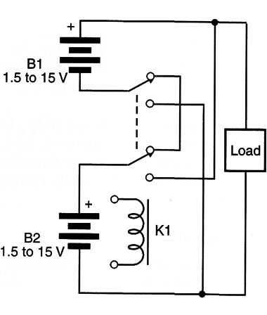 Figure 1 – Series-parallel switch using a relay
Figure 1 – Series-parallel switch using a relay