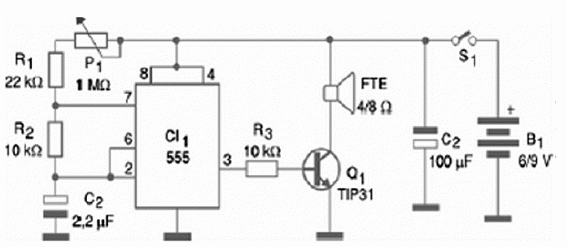 Figure 2 – Complete schematic diagram of the metronome
Figure 2 – Complete schematic diagram of the metronome