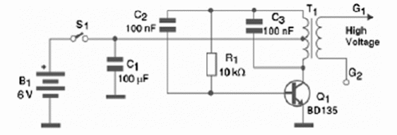 Figure 1 – Schematics for the high voltage oscillator
Figure 1 – Schematics for the high voltage oscillator