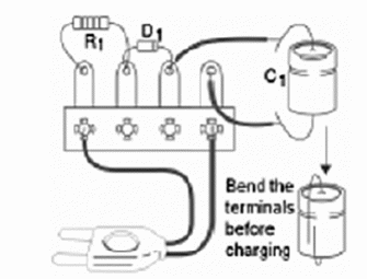 Figure 2 – The diode and the capacitot are soldered on a terminal strip
