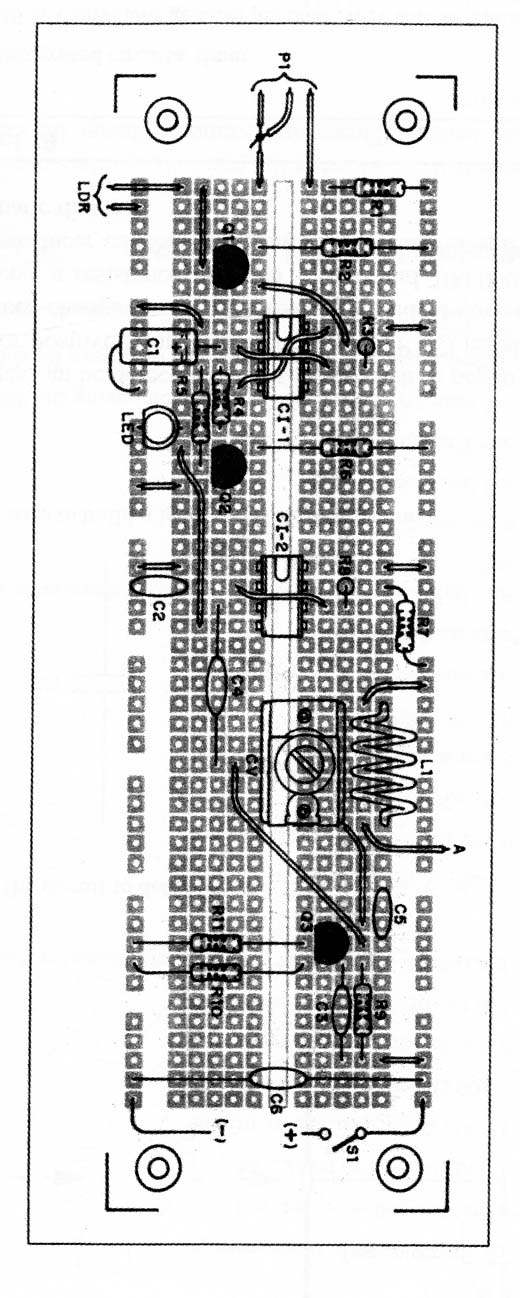 Figure 6 – Components placement on a universal printed circuit board
Figure 6 – Components placement on a universal printed circuit board