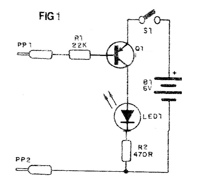 Figure 1 - Complete diagram of the continuity tester. Figure 1 - Complete diagram of the continuity tester.